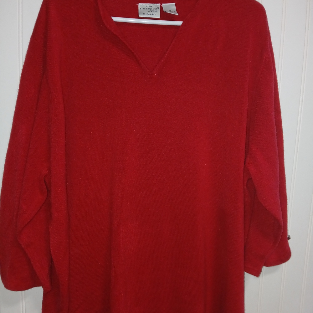 Kim Rogers Signature Cashmelon Red V-Neck Sweater